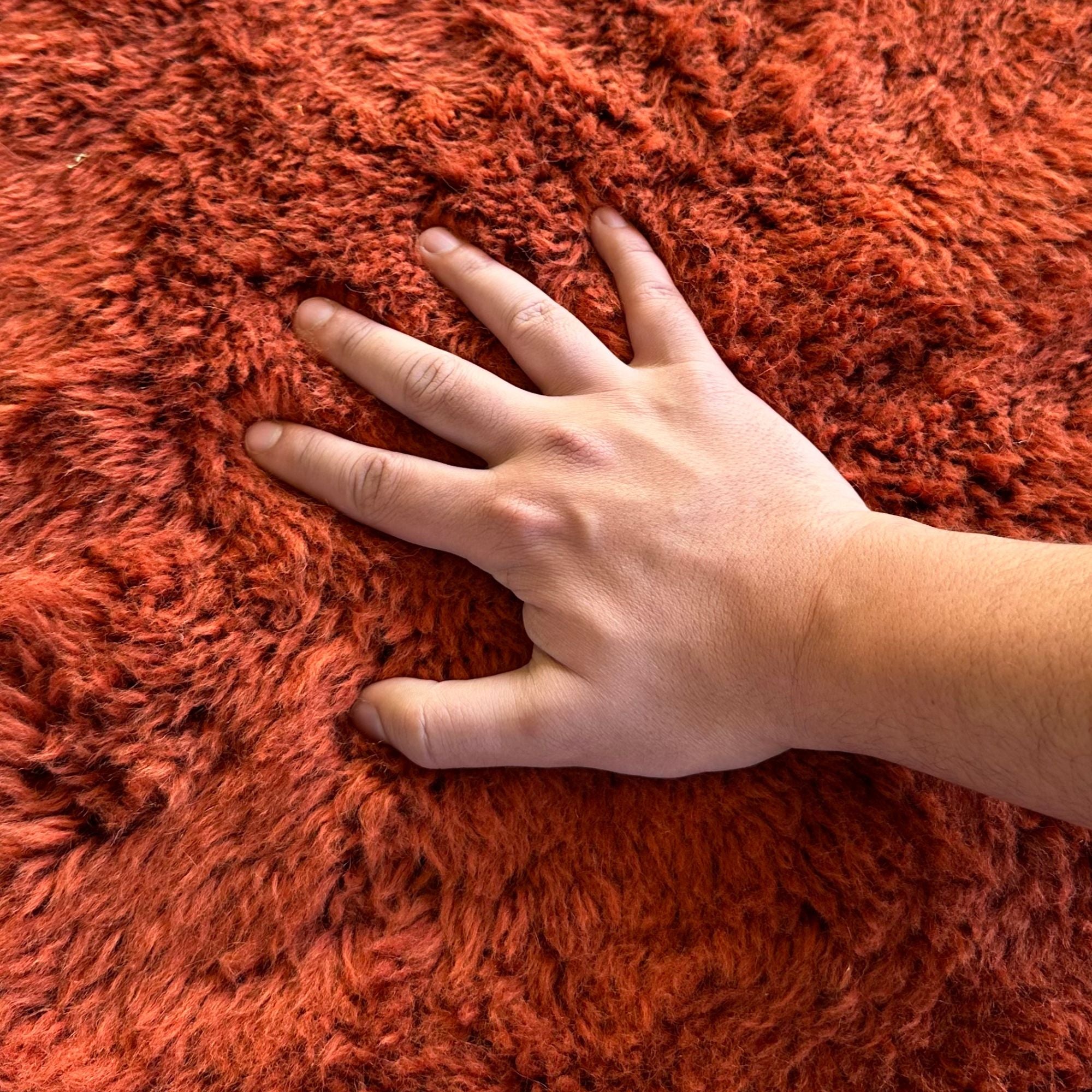 Sandstorm Splendor – A Rich Oxblood Moroccan Shag Rug