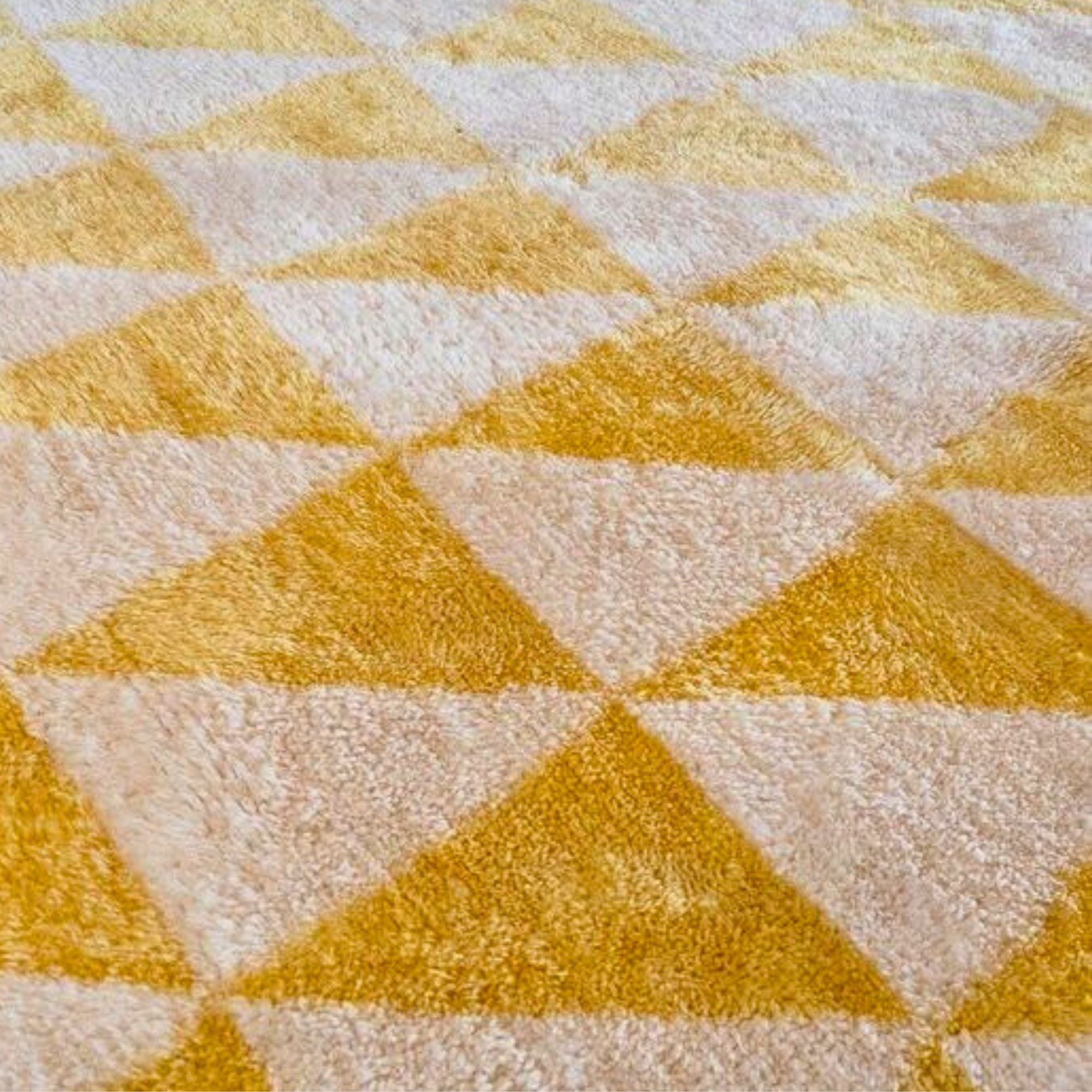 Ancient Whispers Yellow Moroccan Rug - Contemporary Triangle Design