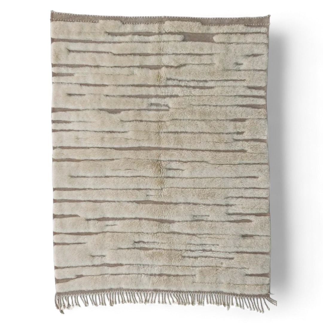 Desert Dreamscapes Moroccan Rug - Elegant White Textured Design