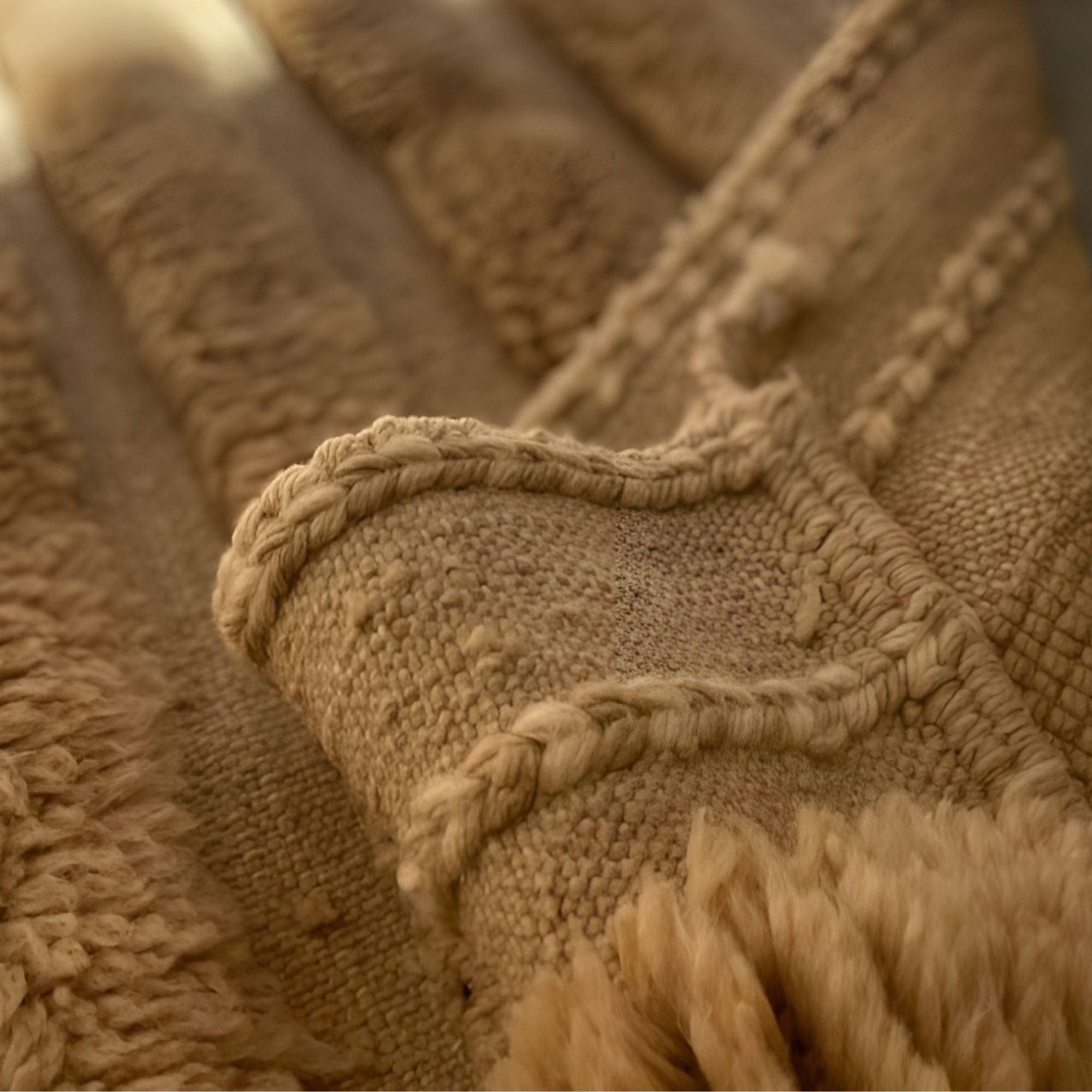 Desert Elegance brown Berber rug with a textured design, handwoven by Berber artisans