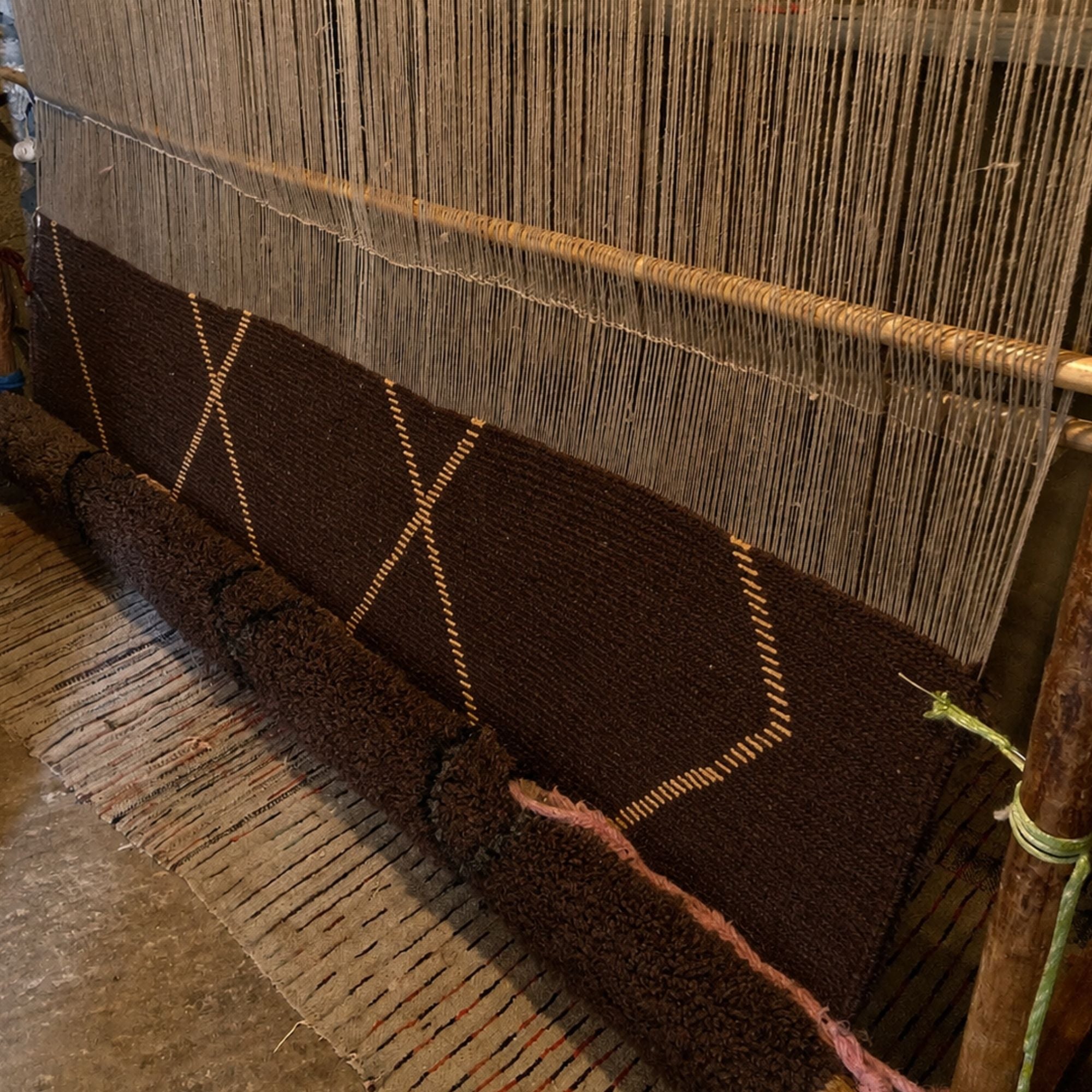 Intersect No. 01 Moroccan wool rug being handmade on a traditional loom