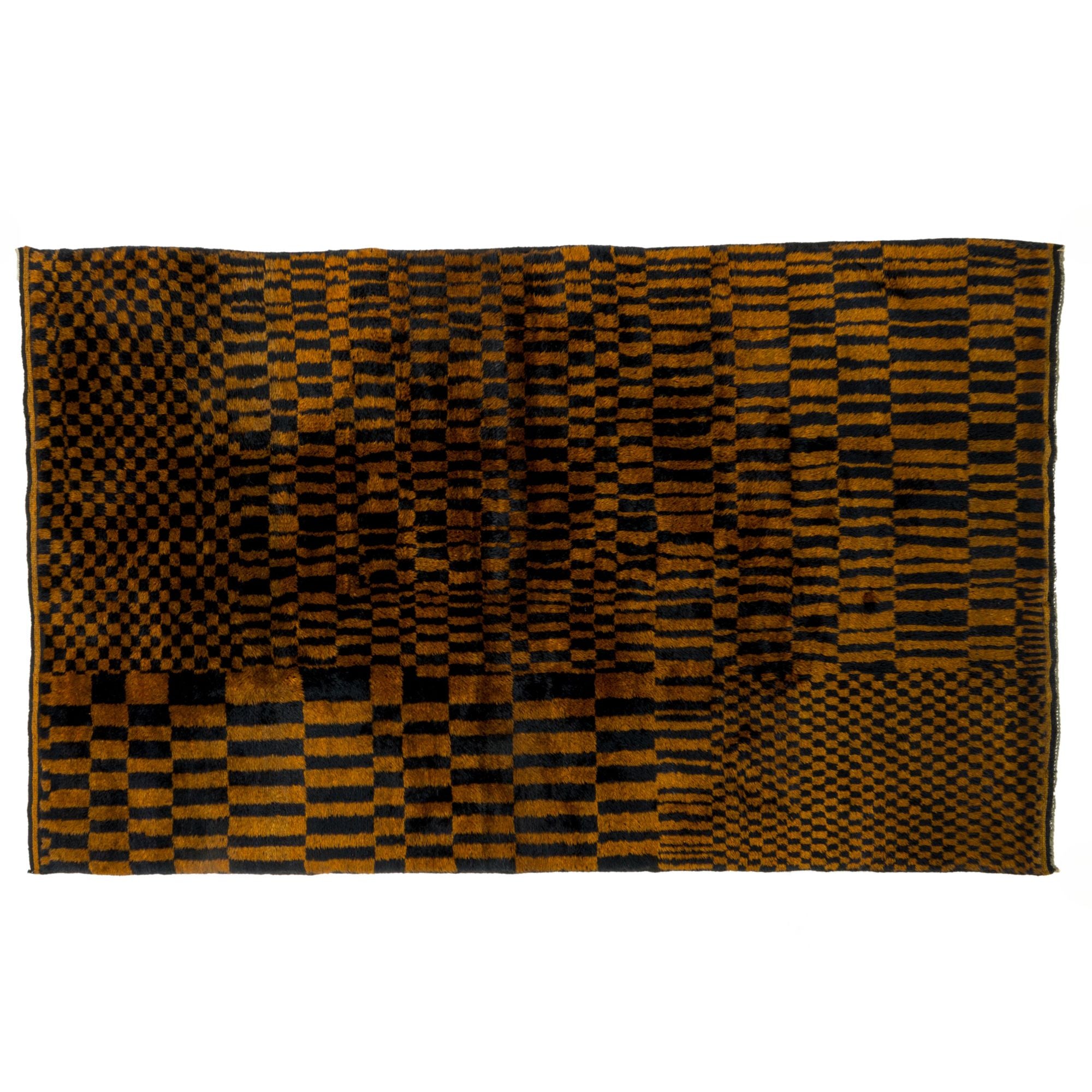 Mystique Mosaic Moroccan Rug - Contemporary Brown and Black Checkered Design