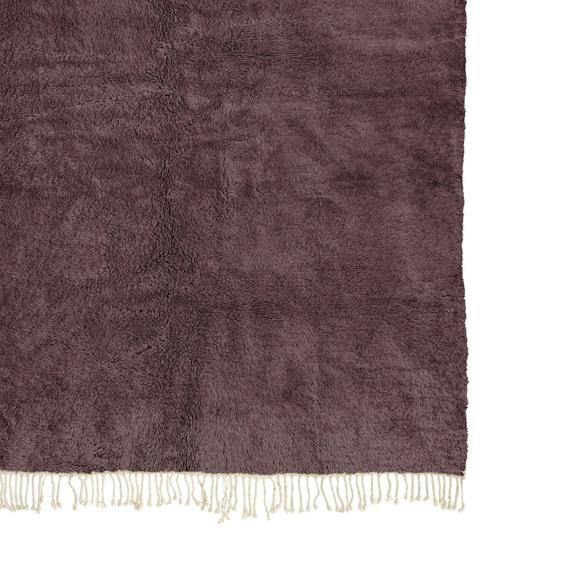 Woodland Retreat solid chocolate brown Moroccan rug, handwoven with natural wool